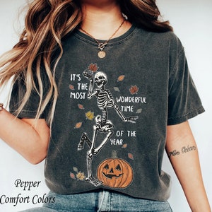 It&#39;s The Most Wonderful Time Of The Year Shirt, Wonderful Time of the Year Tshirt, Black Cat Shirt, Halloween Tee, Skeleton Halloween Shirt