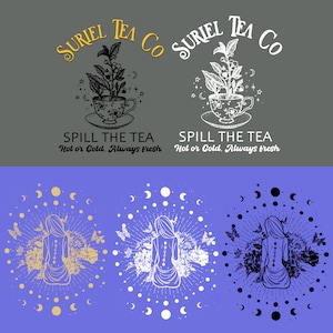 Vintage Suriel Tea Co PNG, ACOTAR Png, The Night Court Design, Feyre And Rhysand Png, Velaris Png, Bookworm Png, Spill The Tea Png