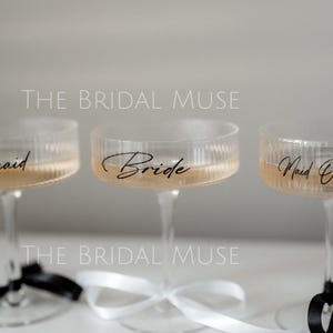Personalised Ribbed Champagne Coupe Glasses