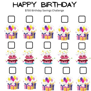 Birthday Savings Challenge| Savings Templates | Savings Printable| A6 Cash Stuffing | 2024 Savings | Fun Way To Save | Digital Savings