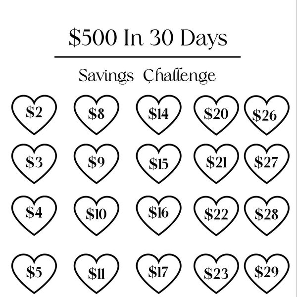 500 in 30 Days Savings Challenge| Low Income Savings Challenge | Savings Template|Cash Stuffing| New Year Savings| Financial Goal| Savings