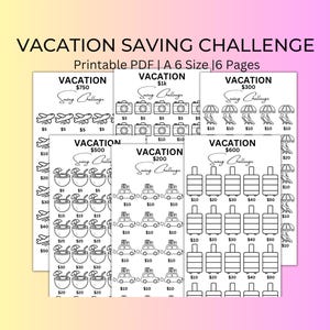 New 2024| Bundle of 6 Vacation Savings Challenge| Vacation Savings Challenge Bundle| A6 Savings Challenge| Low Income Savings| Fun Savings