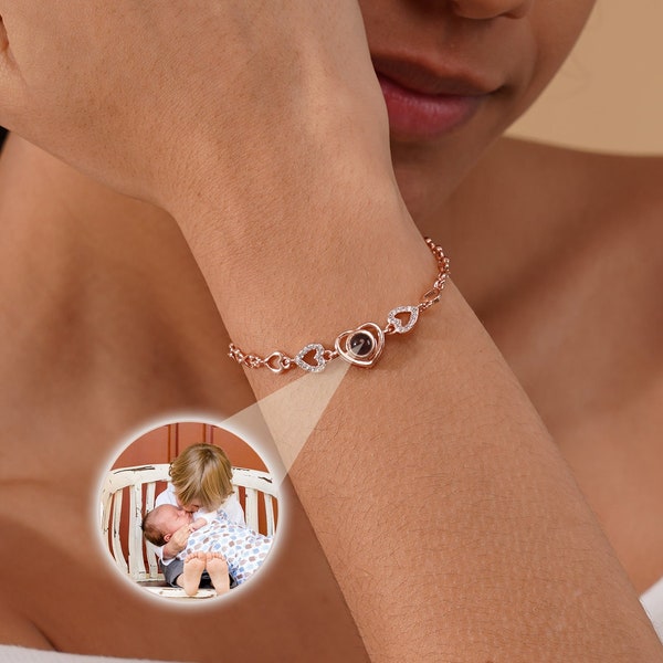 Heart Photo Projection Bracelet for Women, Personalized Picture Inside Bracelet, Picture Bracelet, Memorial Photo Bracelet, Mothers Day Gift