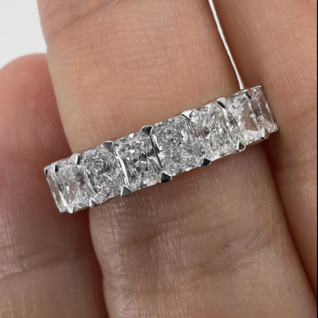 2.34ct Radiant Lab Diamond Band: 14K Gold Wedding Eternity Ring - Etsy