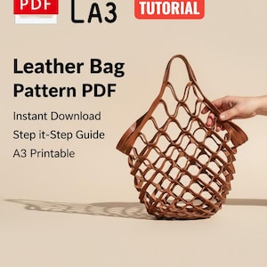 Woven Leather Bag Pattern PDF, A3 Printable Template, DIY Leathercraft (Instant Download)
