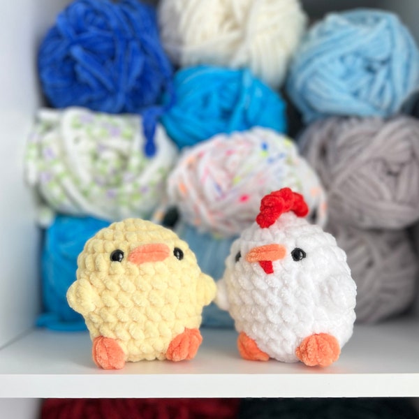 Small cute duck and chicken crochet plushies