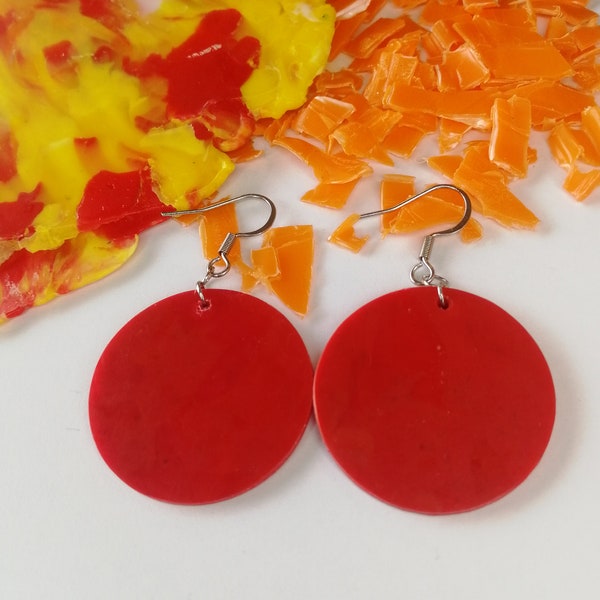 boucles d'oreilles   earrings   en plastique recyclé