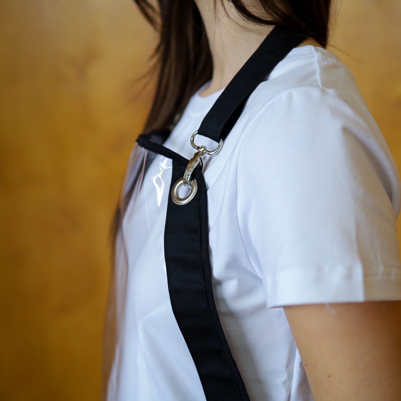 Transparent PVC Apron With Black Straps Professional Apron for