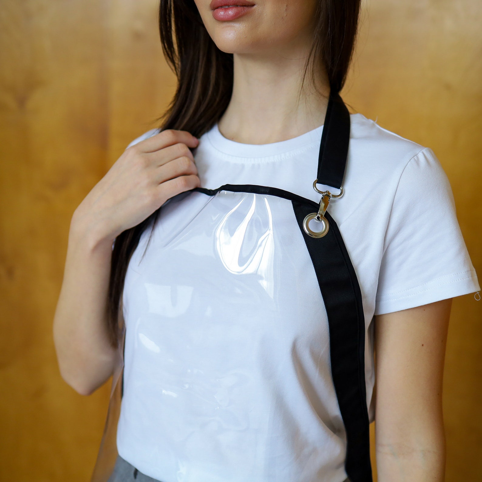 Transparent PVC Apron With Black Straps Professional Apron for