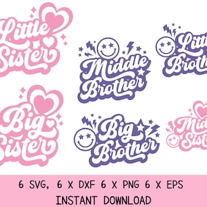 妹 png、svg、姉、兄弟 Cricut デザイン、eps 兄、妹、妹の T シャツ、マグカップ、キャンバス バッグ、赤ちゃんの成長 svg
