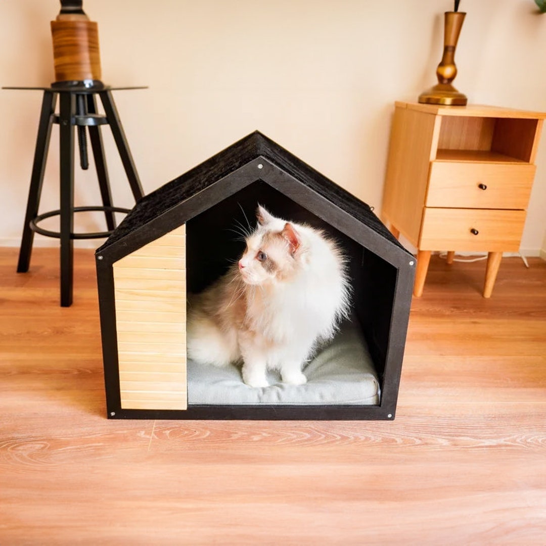 Modern Wooden Cat Kennel Designer Pet Furniture Etsy