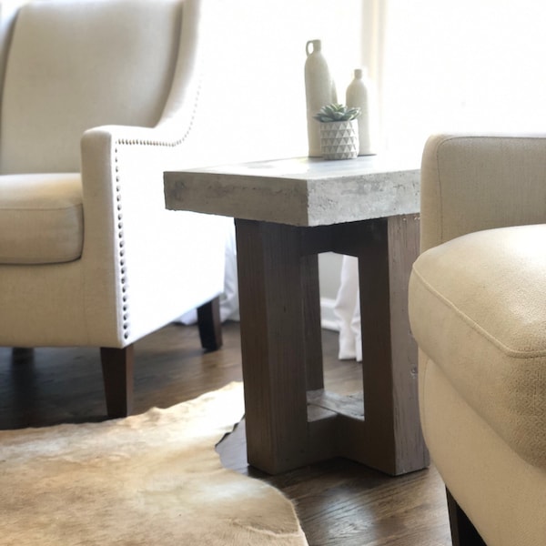 Concrete-Top End Table