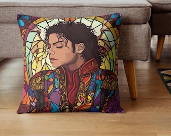 Funda de almohada inspirada en Michael Jackson / Decoración del Rey del Pop / Cojín de leyenda de la música / Impresión a doble cara / Arte icónico para el hogar