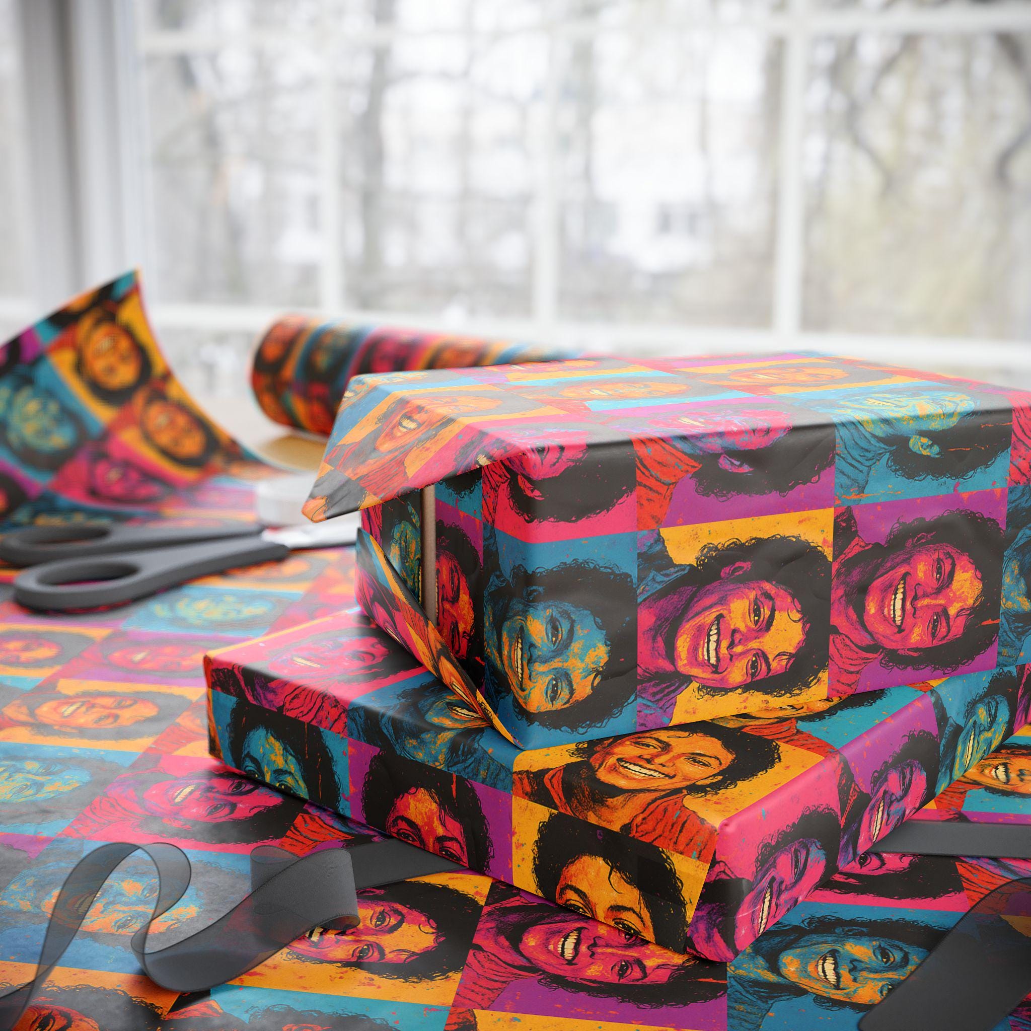 Pop Wrapping Michael Jackson Inspired Wrapping Paper / Pop Art Gift Wrap / Retro Pop ...