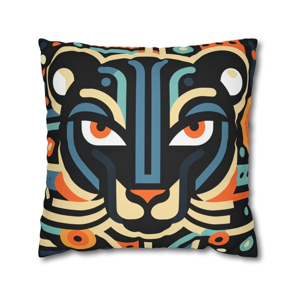 Art Deco Panther Pillow, Black Cat Design Pillow Cover, Cat Throw Pillow Case, Thoughtful Gift Idea, Retro Home Decor, Bold Home Decor