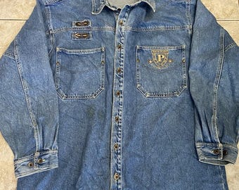 Camisa vaquera vintage de manga corta con botones estilo hip-hop de Paco Sports Jeans - Talla XL para hombre