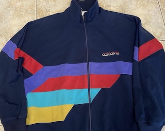 Vintage Adidas Zip Up crewneck Sweatshirt size X-Large 90s 80s