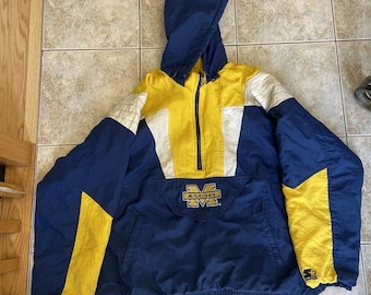 Vintage Starter Michigan Wolverines Pullover Jacket Hooded Blue