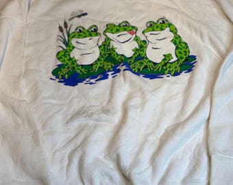 Vintage white  frog sweatshirt Size XXL