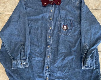 Vintage Disney Mickey Mouse Jeans Button Up Sz 24W Women’s