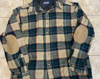 Camisa vintage Pendleton de manga larga con botones, fabricada en EE. UU., talla grande, 100 % lana.