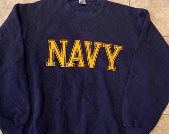 Vintage Navy Crewneck Sweatshirt Sz XL 1980s 90s