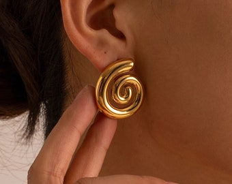 boucles d'oreilles forme escargot en acier inoxydable