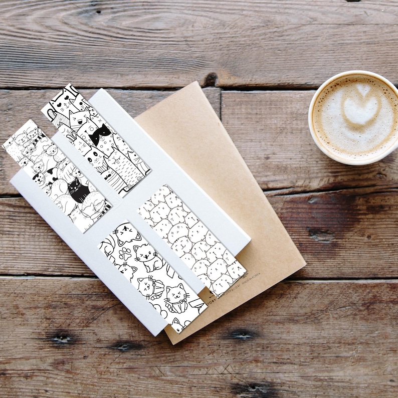 Cat Coloring Printable Bookmark, Cat Coloring Page, Coloring Printable ...