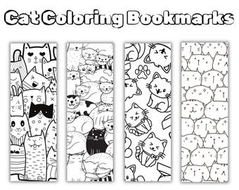 Katze Färbung druckbare Lesezeichen, Katzen Malseite, Färbung druckbare Lesezeichen, Katze Digital, Katze druckbar, Lesezeichen mit Katzen