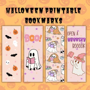 Cute Halloween Printable Bookmarks, Ghost Bookmarks, Cute Printable Bookmarks, Spooky Season Bookmarks, Halloween Bookmarks
