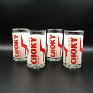 4 CHOKY &quot;Buvez Glace&quot; glasses / Made in France / Vintage 70&#39;S-80&#39;S / Vintage bar / French bistro glasses / Advertising glasses