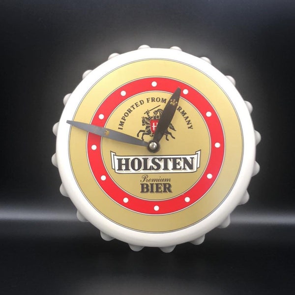 HOLSTEN Premium Bier Horloge Pendule murale vintage Capsule de bière 80's rétro Space Age Bar Bistrot Items Bar