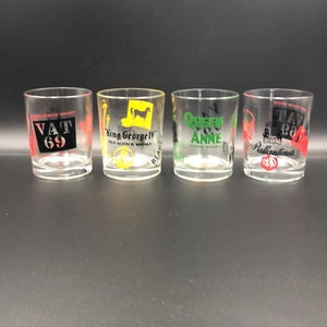4 Ballantine&#39;s Whiskey Scotch Glasses - Bistro Accessories - Retro - Vintage Bar