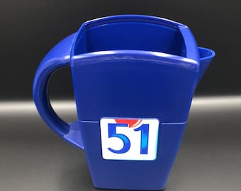 Ricard Large Blue Pitcher - Vintage 70's Advertising Carafe - French Pitcher - Vintage Bar - Gift