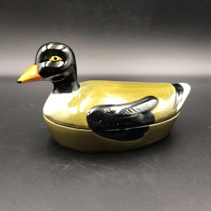 Michel Caugant Ceramic Duck Terrine / Glazed Terrine / Vintage / Made in France