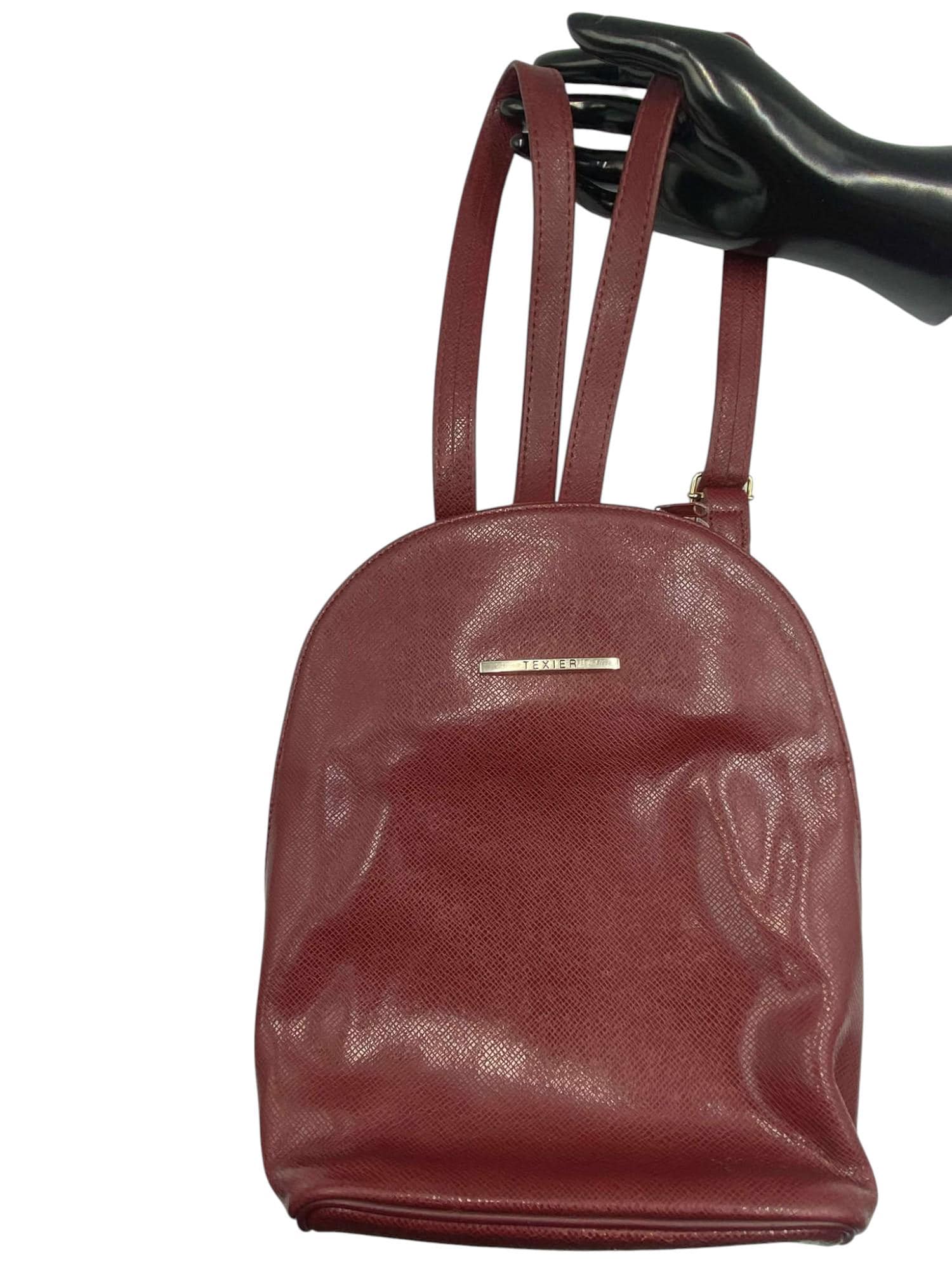 Bordeaux Leather Backpack TEXIER France – Small Women display picture 2