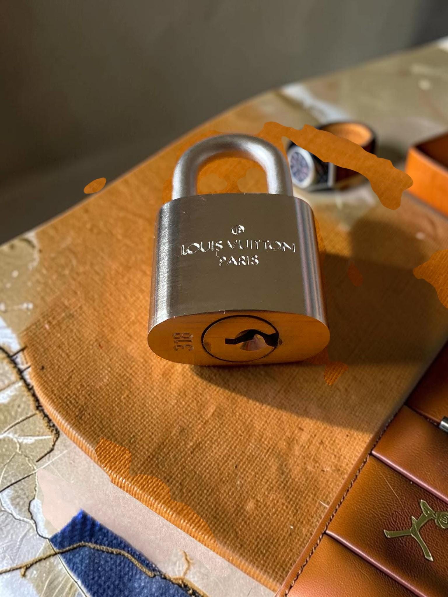 Vintage Louis Vuitton CUP 318 Padlock With Keys, Original LV