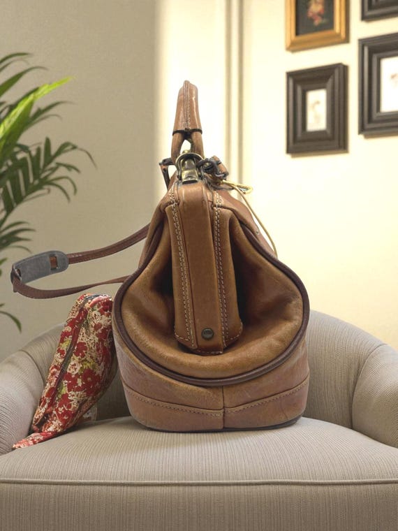 Sac à Main Texier En Cuir Beige - Occasion, Fabriqué En France, Style Porté épaule
