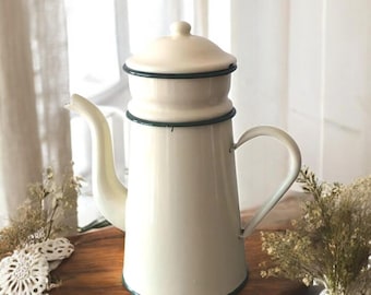 RARE CAFETIERE EN Tole Emaillee Beige A Decor De Roses £72.54 - UK