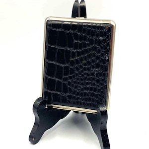 Portasigarette in pelle di coccodrillo - Portasigarette vintage in metallo Accessori da donna - Portasigarette nero