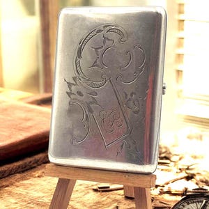 Portasigarette antico in argento sterling - anni '20 - Oreficeria francese Art Déco - Idea regalo per fumatori