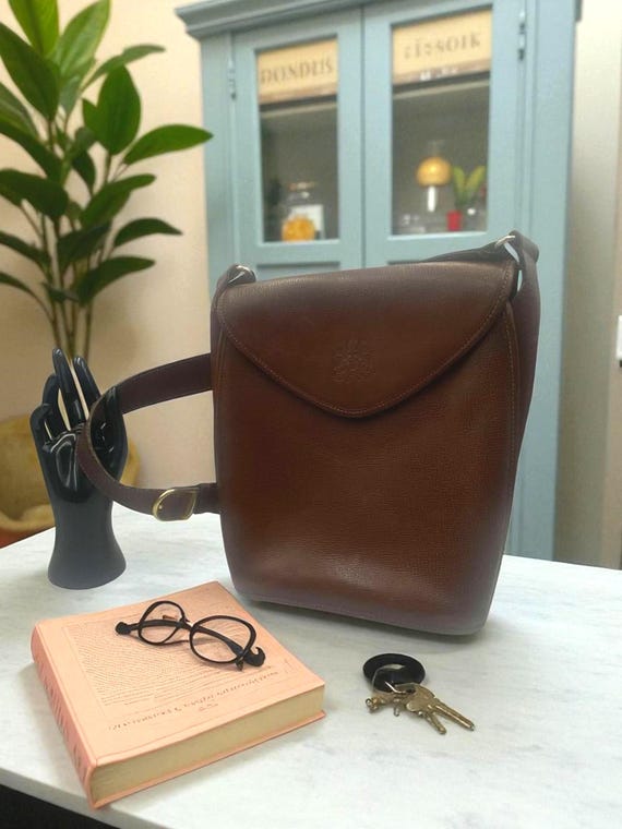 Large Vintage Brown Leather Satchel Didier Lamarthe – Shoulder