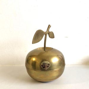 Pomme en Laiton Vintage 80'S - Art déco de la table - Cadeau pour Femme - Porte Bijoux