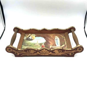 Religious Tray with Apparition of the Virgin Mary - Souvenir from the 1950s - Sacred Art - Religious Icon - Spiritual Gift