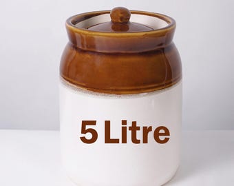 Ceramic Big/Large Handmade Indian Pickle Jar, Achaar Barni, Container, Canister, Height : 10 Inches