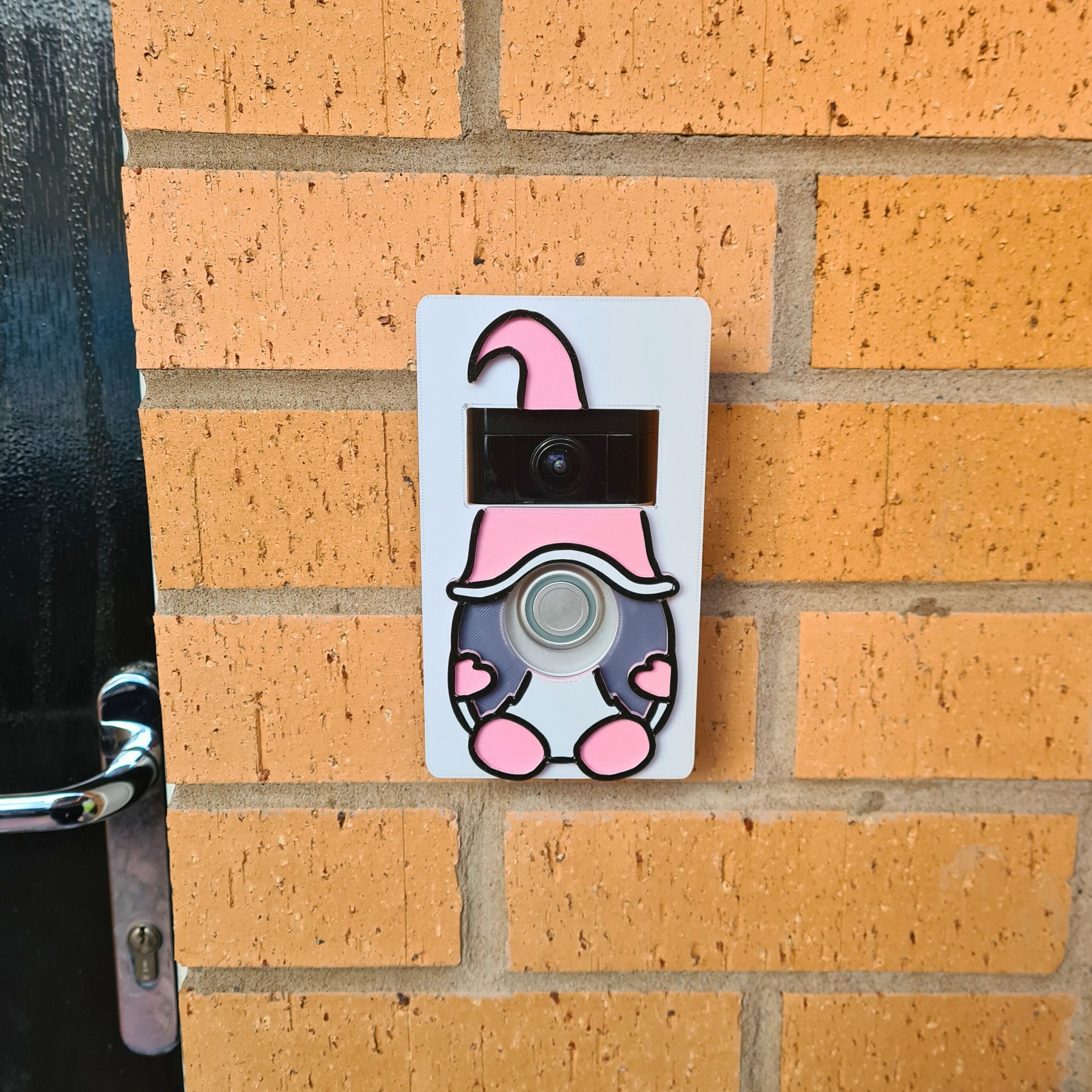 Pink Gonk Gnome Ring Doorbell Cover: Whimsical Faceplate UK
