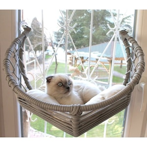 Cat Hammock, Cat Window Perch, Handmade Cat Window Seat, Cute Cat Bed, Suction Cup Cat Bed