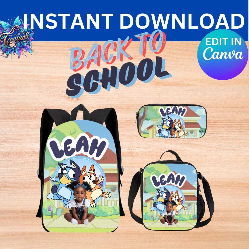 Back To School Bluey Editable Template Trendy Fashion