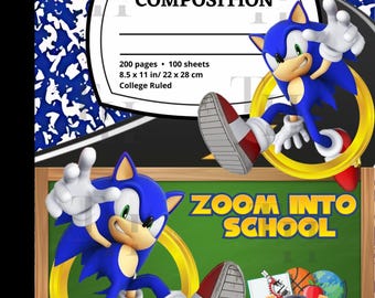 Sonic-Inspired Back to School Composition Notebook Cover