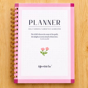 Christian Planner with Bible Reading Log | Spiral Undated Planner for Women